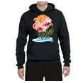 thumbnail image 2 of Wild Bobby, Flamingo Love Print, Animal Lover, Unisex Graphic Hoodie Sweatshirt, Black, Small, 2 of 4