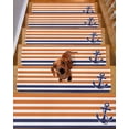 thumbnail image 2 of Blue Anchor Stair Treads Non Slip for Steps Costal Orange White Blue Stripes Background 15 Pcs Reusable Adhesive Stair Runner Mats for Dogs Elders Carpet Treads Rugs for Staircase 8x30 In, 2 of 7