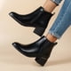 thumbnail image 3 of NECHOLOGY Botas Mujer Adulto Femenino Zapatos Botines para mujer Botas de tacón grueso con cremallera lateral para mujer Botines Retro Punta estrecha Botines cortos Zapatos de mujer (Black, 7), 3 of 7