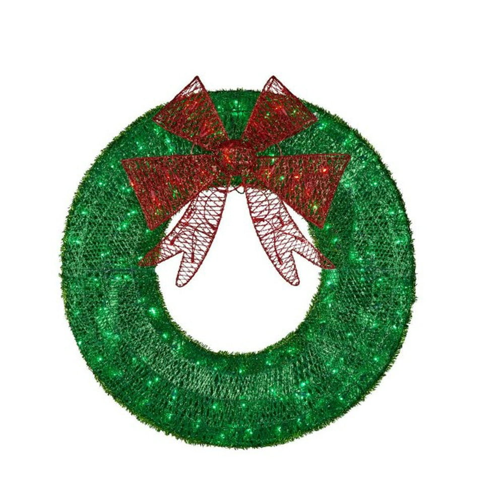 3 ft Green LED Twinkling Tinsel Wreath Christmas Decoration Walmart