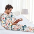 thumbnail image 6 of Susaid Sea Life 1 Print Men's Long Sleeve Pajama Set, Two-Piece Button-Down Loungewear PJs Set, Comfortable Sleepwear for Relaxation-Medium, 6 of 7