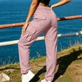 thumbnail image 5 of Ovbmpzd Women'S Cargo Pants Straight-Leg Pink Petite Pants Hiking Casual Elastic Wasited Pants With Pockets,XL, 5 of 6