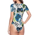 thumbnail image 3 of Uemuo Game All Day Pattern Women's One Piece Short Sleeve Swimsuit Rash Guard Surfing Modest Quick-drying Swimsuit Beach Essentials-Medium, 3 of 9