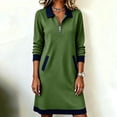 thumbnail image 5 of Omexry Women's Dresses Women Casual Loose Turndown-Collar Long Sleeve Solid Color Half-Zip Dress, 5 of 7