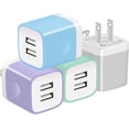 thumbnail image 1 of X-EDITION Cargador de pared USB, paquete de 4 adaptadores de corriente USB de doble puerto de 2,1 A, cargador de pared, bloque de carga compatible con iPhone 13 12 11 XS XR X 8 7 6S 6 Plus SE, Pad, Sa, 1 of 4