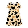 thumbnail image 5 of Atogsazn Girls Summer Hearts Nightgown Kids Flowy Ruffle Short Sleeve Loose Fit Dress Dressy Casual Dress Brown 4-5 Years Fashion, 5 of 9