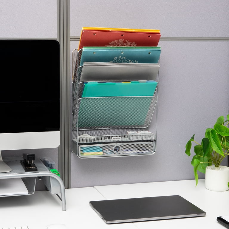 Mind Reader 4-Tier Vertical File Organizer, Silver photo 4