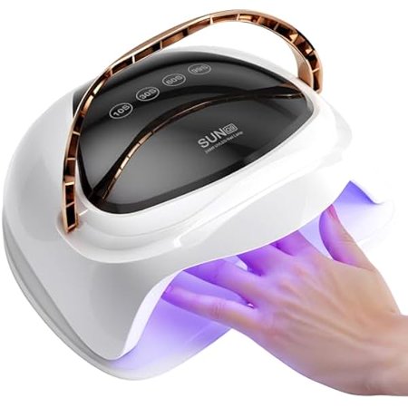 YJJSKEJI UV LED Nail Lamp, 248W Nails Dryer for Gel Nail Polish, 4 Timers and LCD Display, Fast Curing with Automatic Sensor, White