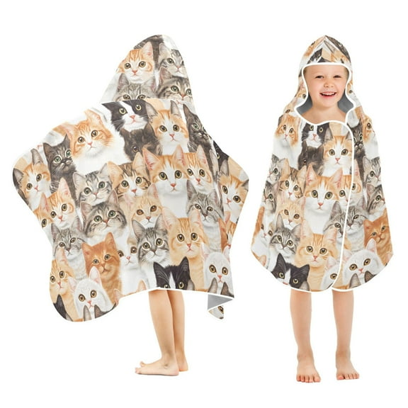 joogoo Doodle Cats Cute Kids Hooded Beach Towel Baby Bath Towel 23.5"x50"