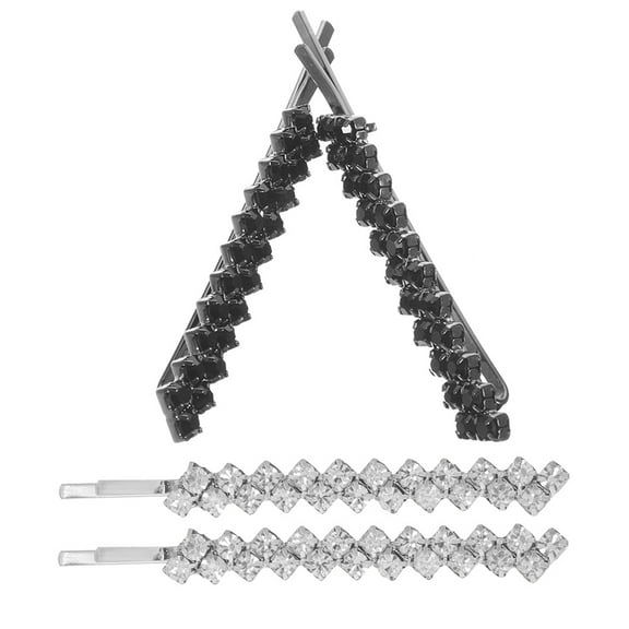 LULULION 4pcs Bobby Pins Black Rhinestone Hair Decoration for Women Weddings