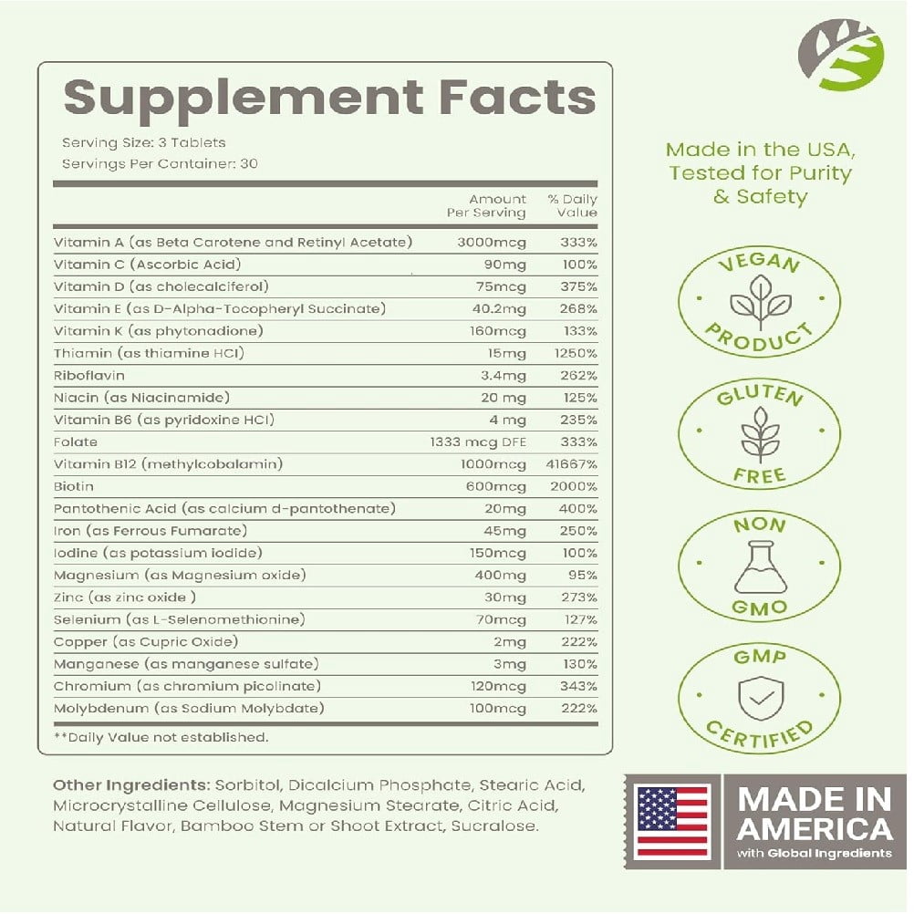 BariSlim Chewable Bariatric Multivitamin Tablets for Energy & Immune Support, Mixed Berry Flavor, 90 Count, 9.8 oz, Adults
