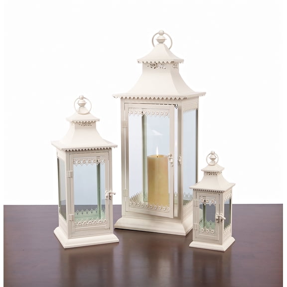 Lantern (Set of 3) 12"H, 19"H, 27.5"H Metal/Glass
