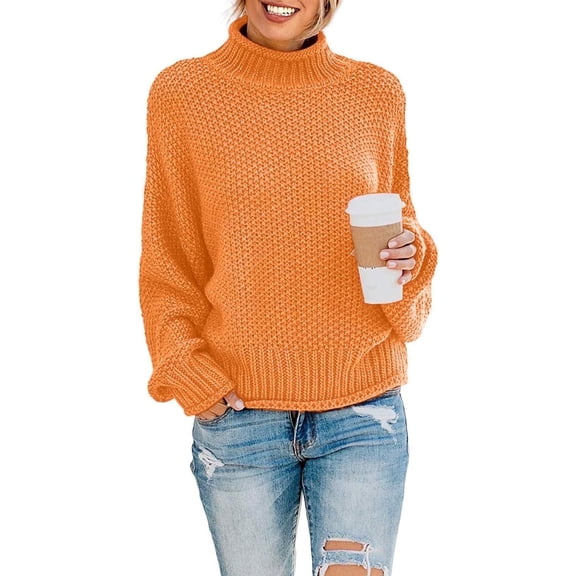 Aiyino Women's Turtleneck Batwing Sleeve Loose Oversized Chunky Knitted Pullover Sweater Jumper Tops