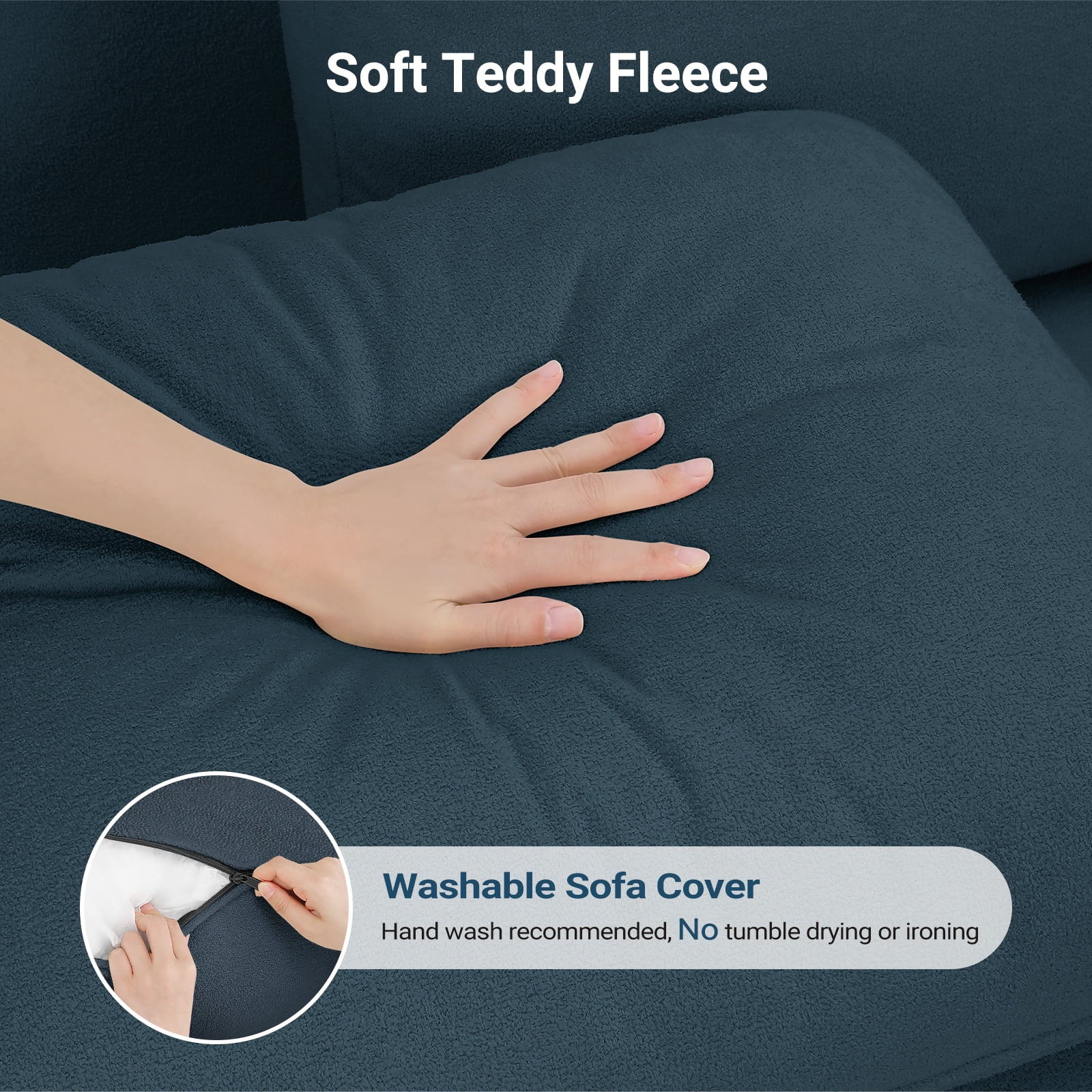 83" Sofa Couch for Living Room,Comfy Teddy Fleece Loveseat Sofa,Extra Deep Seat Couches ,Neche Tool-Free Setup Love Seat with 2 Pillows,Blue Grey