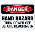 thumbnail image 1 of Hand Hazard Turn Power Off Before Reaching In Sign, OSHA Danger Sign, 24x30 Aluminum, 1 of 1