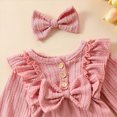 thumbnail image 6 of Farysays Newborn Infant Baby Girl Clothes Cotton Linen Long Sleeve Smocked Bubble Romper Ruffle Bodysuit Jumpsuit Fall Outfit, 6 of 7