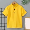 thumbnail image 2 of Asxite Toddler Shirts Solid Color Short Sleeve Stand Collar Button Casual Summer Tops 2-12Y, 2 of 7