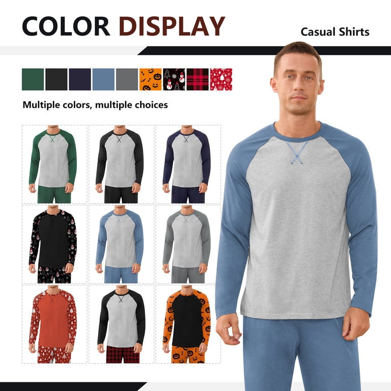 Iceglad Men's Long Sleeve Pajama Set with Pockets photo 8
