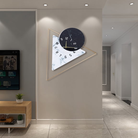 Wildnix Nordic Style Large Wall Clock, Battery-Powered Quartz Silent Movement, Black White Gold Glass MDF Acrylic, Indoor Use