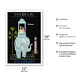 thumbnail image 2 of India - Eastern Epicurean - Indian Elephant with Howdah (Carriage) - France - Vintage Airline Travel Poster by Bernard Villemot c.1956 - Master Art Print (Unframed) 12in x 18in, 2 of 4