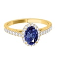 thumbnail image 2 of Mauli Jewels Rings for Women 0.70 Carat Diamond And Oval Shaped Sapphire Ring 4-prong 10K Yellow Gold, 2 of 6