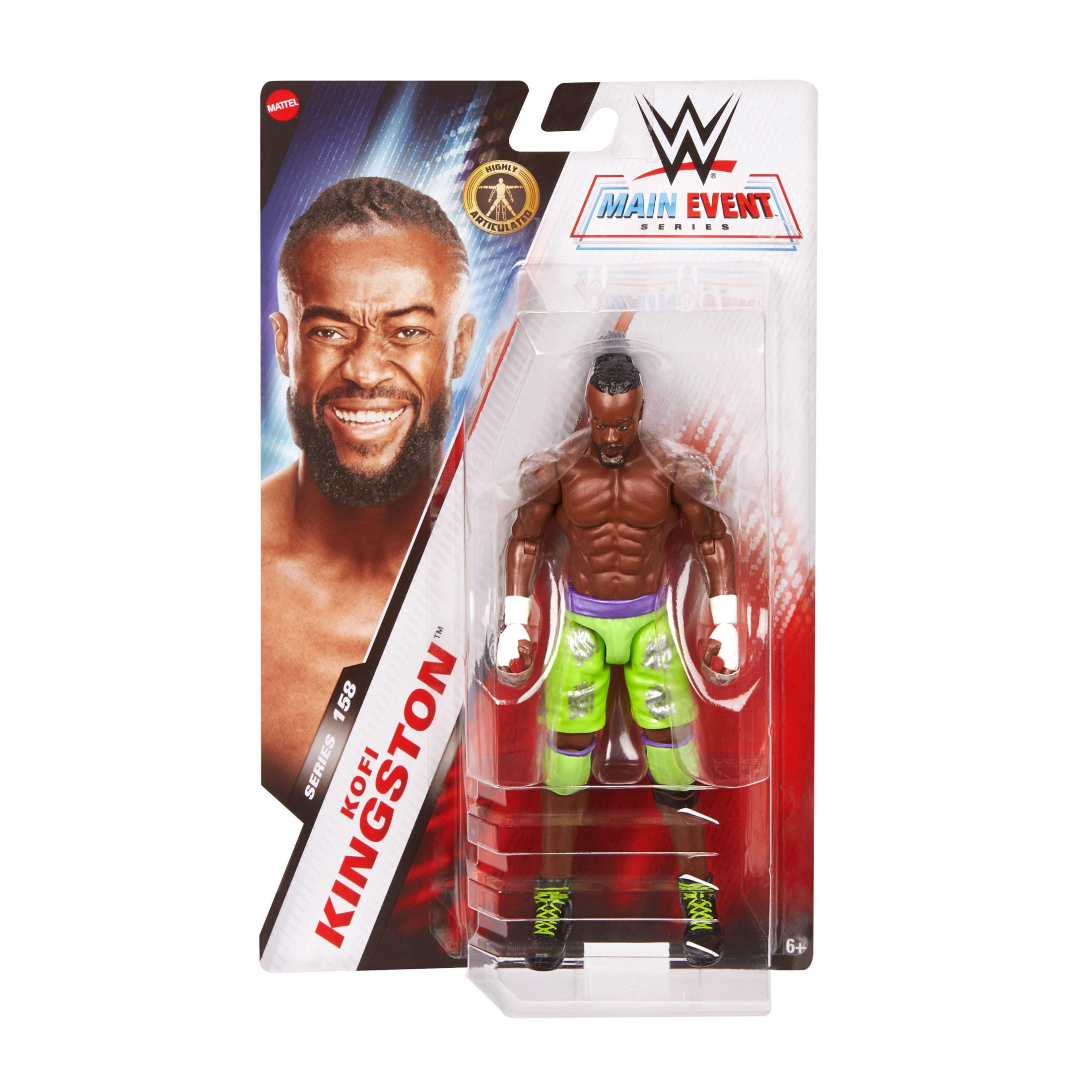 WWE Kofi Kingston Action Figure, Main Event Series #158, 6-inch Collectible with Articulation