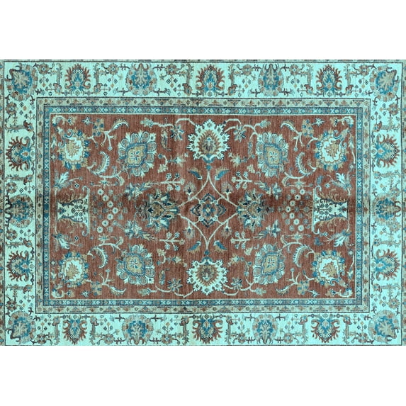 Ahgly Company Indoor Rectangle Abstract Light Blue Modern Area Rugs, 5' x 8'