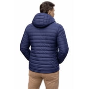 Columbia Men’s Lake II Down Hooded Jacket – Lightweight Puffer Coat, Blue, Size Small