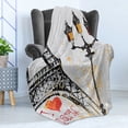 thumbnail image 4 of Paris Soft Flannel Fleece Blanket, Grunge Illustration of Eiffel with Lanterns European Lifestyle Culture Artwork, Cozy Plush for Indoor and Outdoor Use, 50" x 70", Red Black Yellow, by Ambesonne, 4 of 5