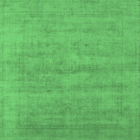 Ahgly Company Indoor Square Oriental Emerald Green Industrial Area Rugs, 8' Square