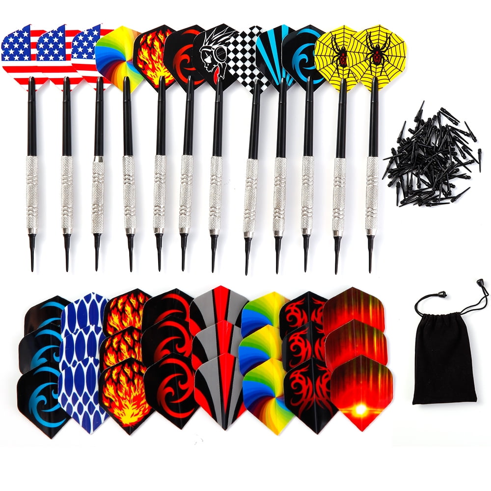 Steel Tip Darts Steel Tip Set,Set of 12,Metal Tipped Darts with Aluminum Shafts,Brass Barrels