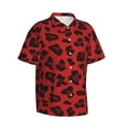 thumbnail image 2 of Red Leopard Seamless Hawaiian Shirts For Men, Summer Short-Sleeve Relaxed-Fit Button-Down Shirts X-Large, 2 of 9