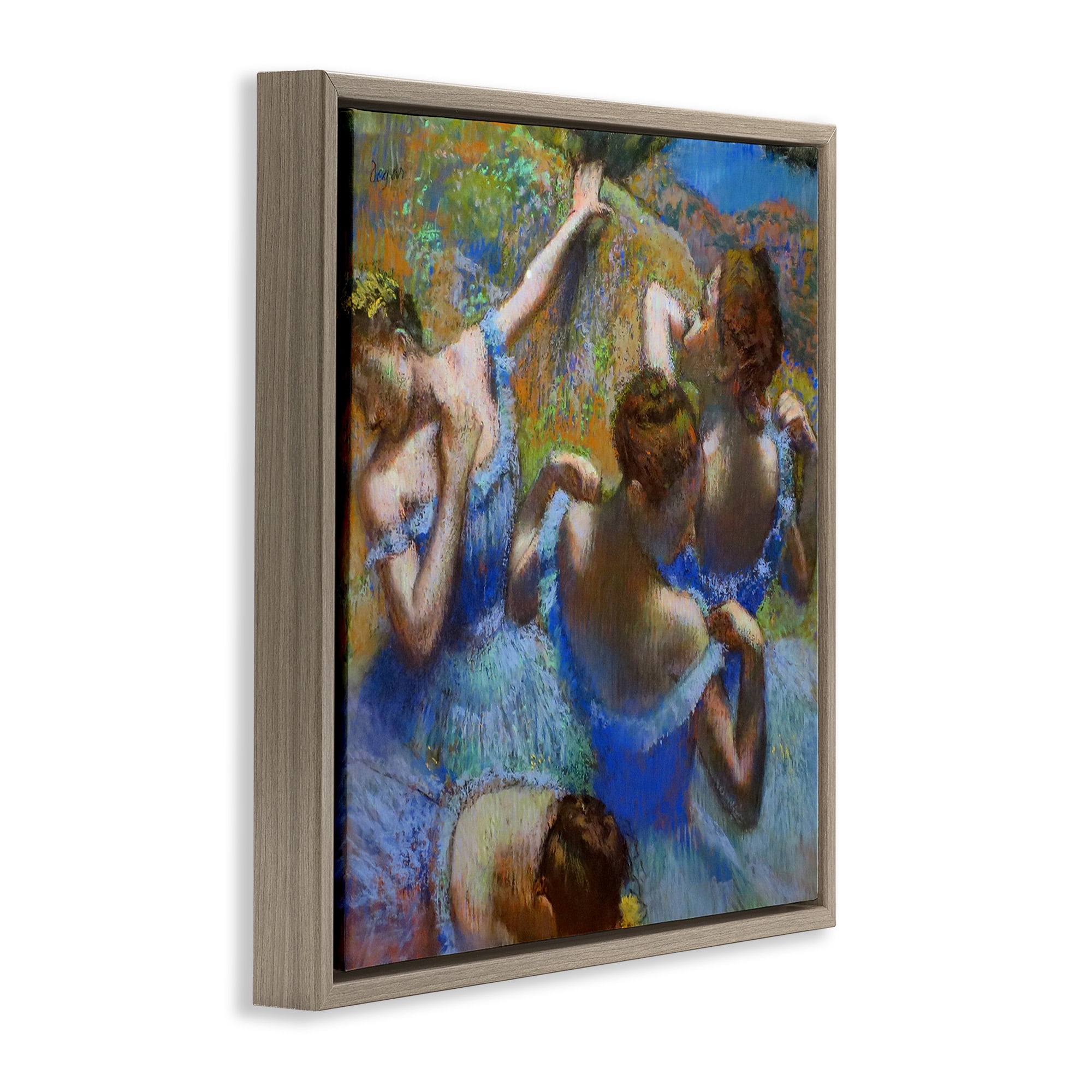 Stupell Industries Ballet Dancers Classic Degas Painting Abstract Painting Brown Floater Framed Canvas Art Print Wall Art, 25 x 25