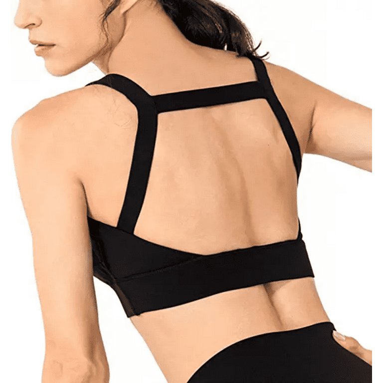 Backless Sports Bras for Women Sexy Square Neck Workout Crop Top Built in  Bra Open Back Bra Fitness Running Yoga Tops, Black, XL 