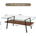 thumbnail image 2 of BJSN Glass Coffee Table for Living Room Small Gold Mid Century Coffee Table for Living Room with Wood Shelves (Black Frame, Transparent Glass   Brown Wood), 2 of 7