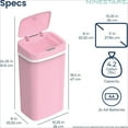 thumbnail image 2 of NPT-16-1 Automatic Touchless Motion Sensor Diaper Disposal Trash Can with lid, 4.2 gallon/16 L, Pink, Plastic, 2 of 6