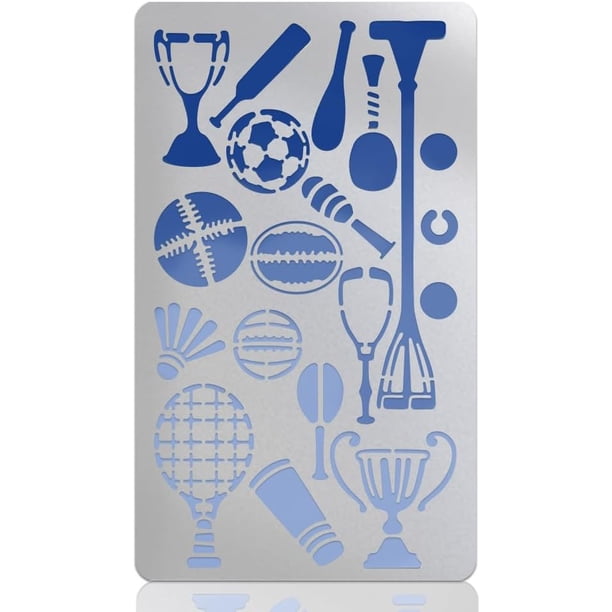 Plantilla metálica para manualidades, plantilla de balón deportivo, plantilla reutilizable de acero inoxidable para pirograbado de fútbol y béisbol.