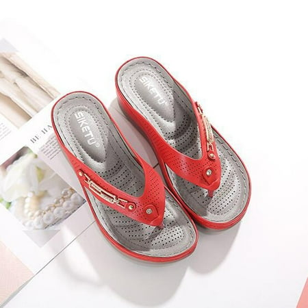 

Cuhas Wide Sandals for Women SlippersWomen s Metal Buckle Beach Women s Summer Slope Heel Casual Women s Sandals