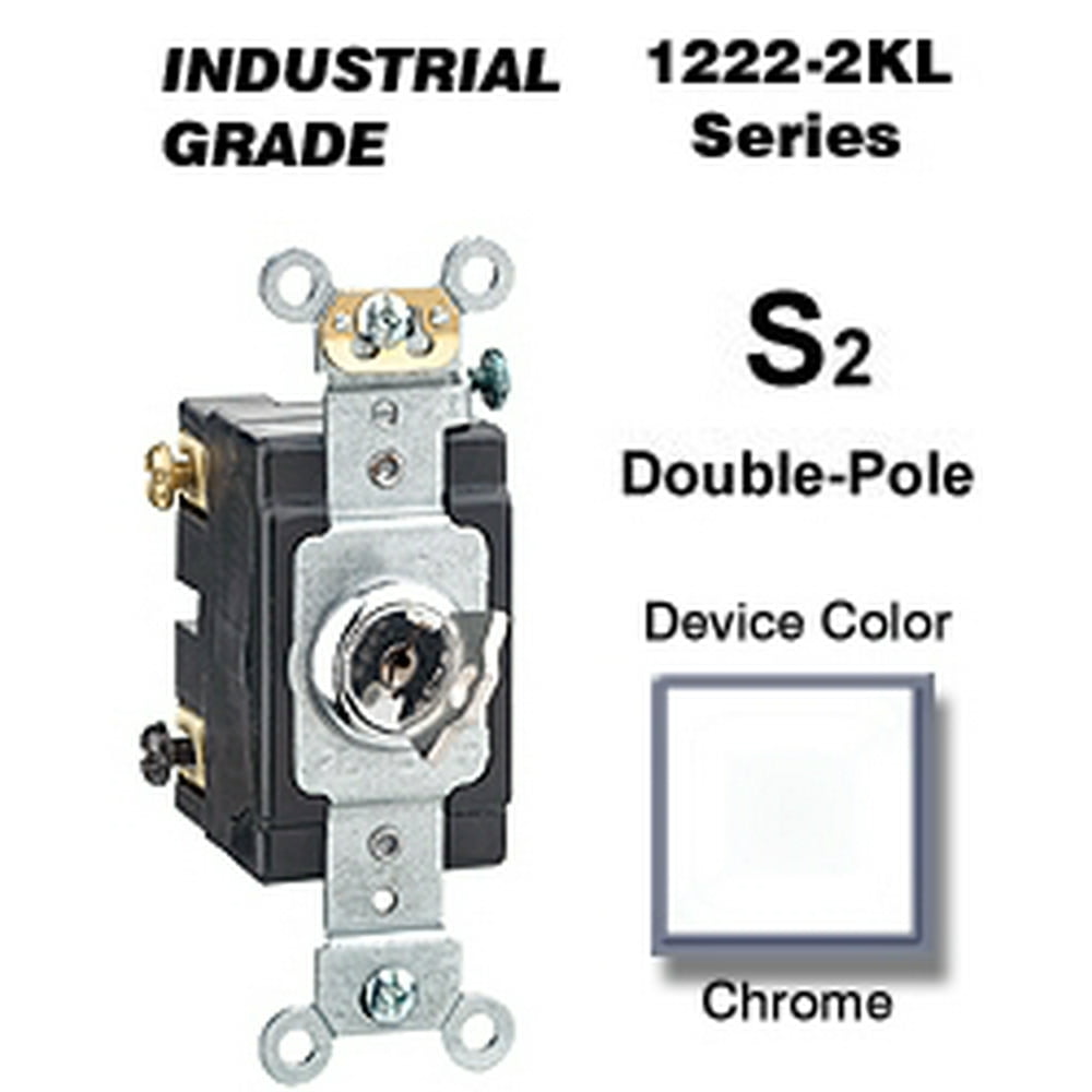 Leviton 12222KL 20 Amp DoublePole Key Lock Switch Industrial Chrome