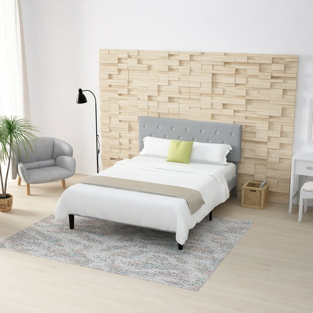 ULEW | Cama Queen Tapizada en Lino con Marco Metálico | Estructura de MDF y Madera Contrachapada con Espuma | Diseño Elegante y Confortable| Tamaño 154x208.5x113 cm