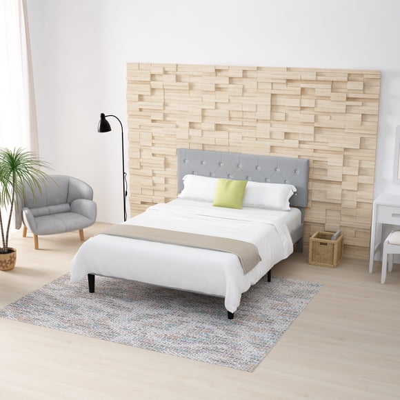 ULEW | Cama Queen Tapizada en Lino con Marco Metálico | Estructura de MDF y Madera Contrachapada con Espuma | Diseño Elegante y Confortable| Tamaño 154x208.5x113 cm
