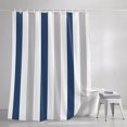 thumbnail image 3 of Navy Blue Grey Stripe Shower Curtains for Bathroom, Modern Farmhouse Vertical Striped Waterproof Fabric Shower Curtain, Decorative Bathroom Curtain for Bathtub, 72"x72" , No Hooks Included, 3 of 9