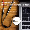 thumbnail image 2 of Divisor de cable de audio KILOGOGRAPH TRRS a TRS, adaptador de 3,5 mm, 2 of 6