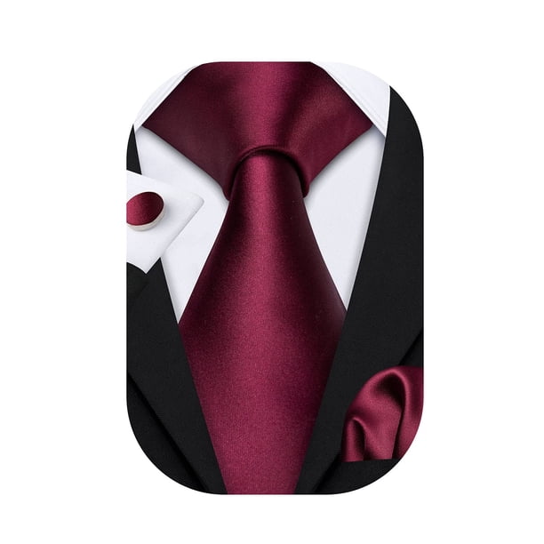Corbata Barry.Wang Clásica de Seda Satinada Rojo Burdeos