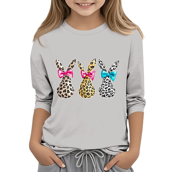 Avtoify Girls Long Sleeve Shirts Children's Fashion Heart Printed 3/4 Sleeve Round Neck Fashionable and Casual Tops/shirt