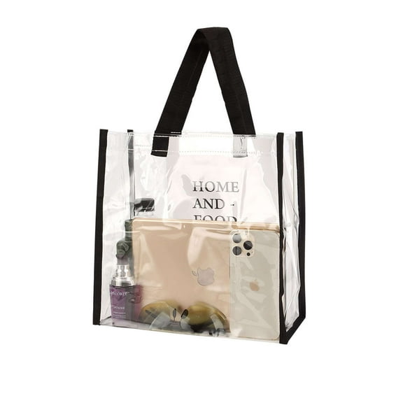 PULLIMORE Transparent Stadium Approved Tote Bags, Large Clear Totes with Handles for Concerts, Sporting Events, Music Festivals, Work, School, Gym