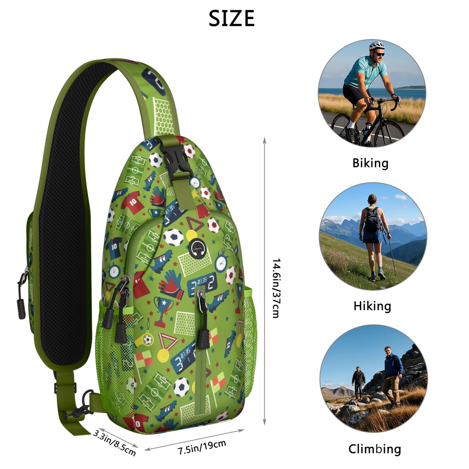 Softball and Volleyball Sling Backpack for Sports Enthusiasts – Lightweight Durable Polyester Bag with Ergonomic Fit, Secure Zippers, Partitioned Compartments, Perfect for Training, Compet