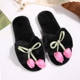 thumbnail image 6 of uublik Womans Fuzzy Slippers Memory Foam Open-Toe Slippers Soft Fleece Indoor Shoes Indoor/Outdoor Slippers, Black, 6 of 6
