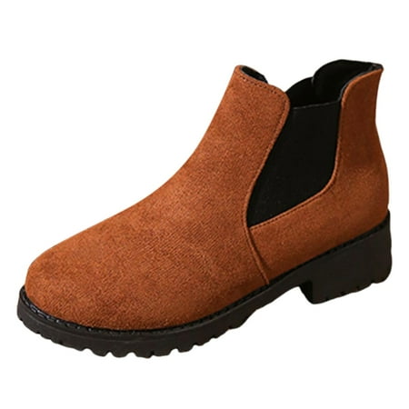 GHSOHS Boots for Women Pointed Toe Boots Ankle Booties Shoes Woman Boots Fall Winter Suede Round Toe Elastic Sleeve Low Heel Single Boots Bare Boots Cowgirl Boots Rain Boots Comfort Booties Size 39