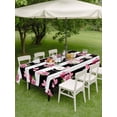 thumbnail image 3 of Outdoor Tablecloth with Umbrella Hole and Zipper, Pink Roses Rectangle Table Cloth 60x102 Inch Waterproof Tablecloth, Valentine's Day Love Flowers Stripes Rustic Picnic Table Cover for Patio Camping, 3 of 7